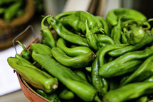 Green peppers in a basket