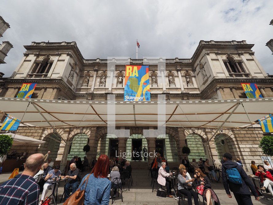 LONDON, UK - CIRCA JUNE 2017: Burlington House hosting the Royal Academy summer exhibition