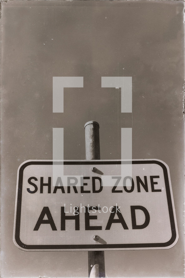 shared zone ahead 