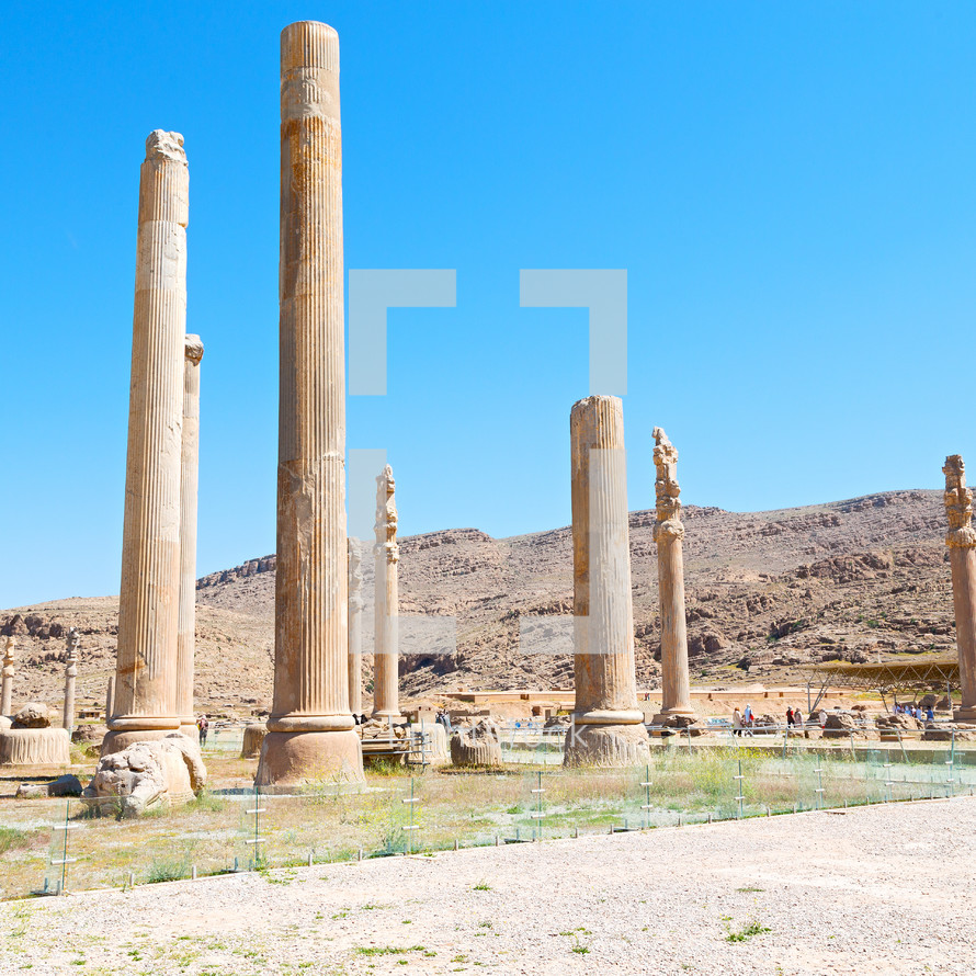 columns at a ruins site in Iran 