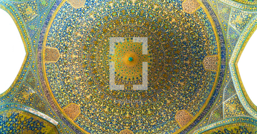 mosaic pattern on the ceiling of a dome in Iran 