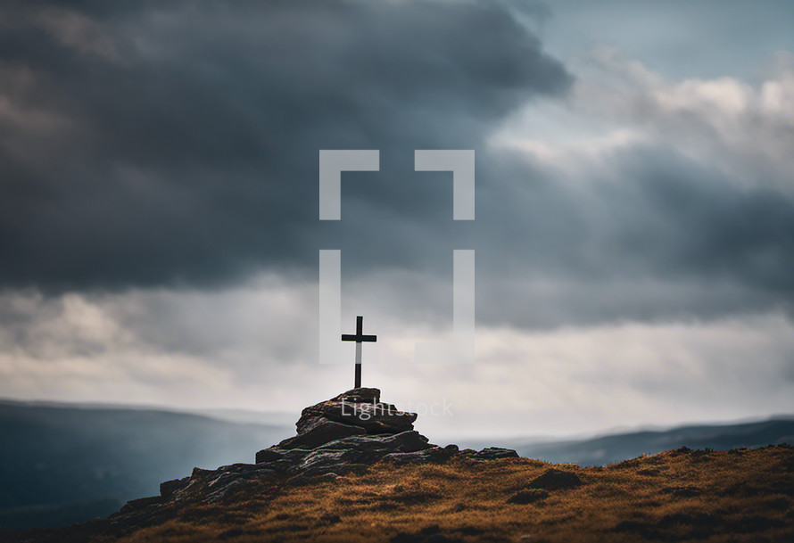 Distant Cross on a Hill