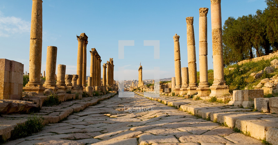 columns in ruins in Jordan 