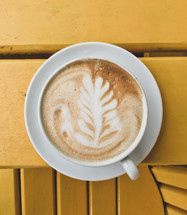 leaf design in a coffee creamer 