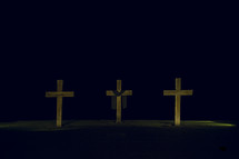 three crosses at night 