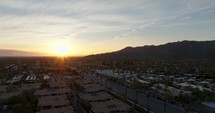 Aerial Drone view of Midcentury Houses in Palm Springs California. Famous architecture in Palm Springs, California
