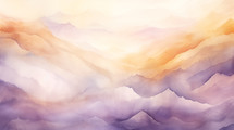 Misty morning mountain abstract watercolor background. 