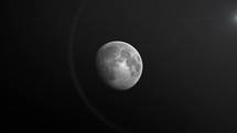Waxing Gibbous Moon In The Dark Sky With Halo Effect. animation	