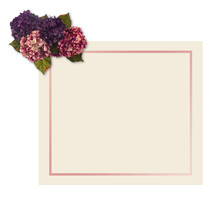 hydrangea flowers and white paper 