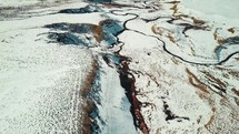 frozen river through an icy landscape 