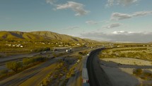 aerial view over traffic on a highway in Palm Springs 