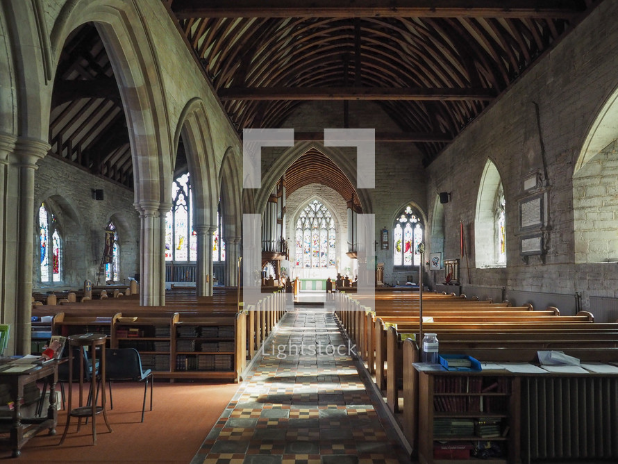 TANWORTH IN ARDEN, UK - SEPTEMBER 25, 2015: Parish Church of St Mary Magdalene interior view