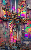 "above all" abstract cross art - combination of my cross artwork, AI input and further editing