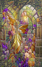 angel wings in modern cathedral graphic artwork illustration