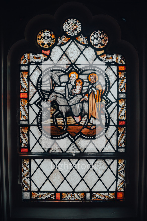 Mary and Joseph stained glass window 