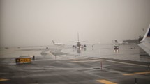 rainy airport runway