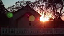 country church at sunset 