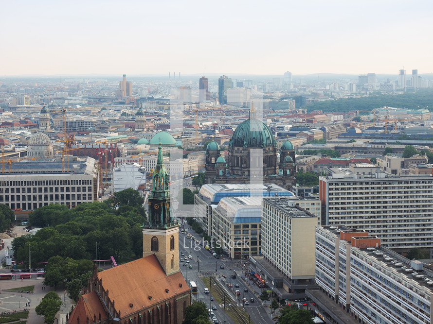 BERLIN, GERMANY - CIRCA JUNE 2016: Aerial view of the city from Alexanderplatz