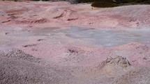 Slow Bubbles in Paint Pots of Hot Spring in Yellowstone National Park
