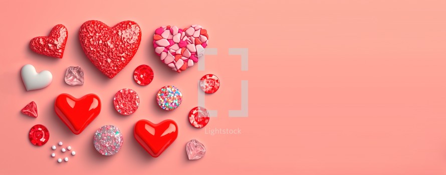 Valentine's Day Romance A Heart Diamond and Crystal Themed Banner and Background
