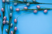 Easter egg branches on blue 