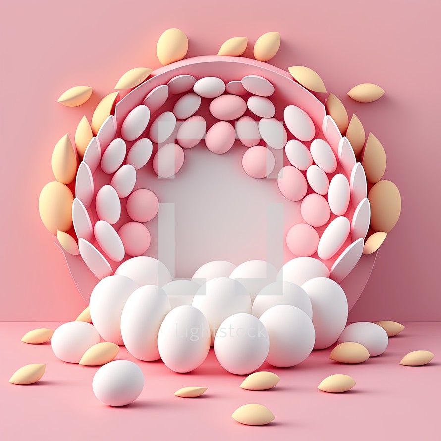 Easter Celebration Podium with 3D Eggs Decoration