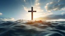 Cross in the ocean