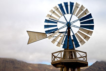 windmill and mountains 