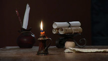 Old letter - scrolls by candlelight
