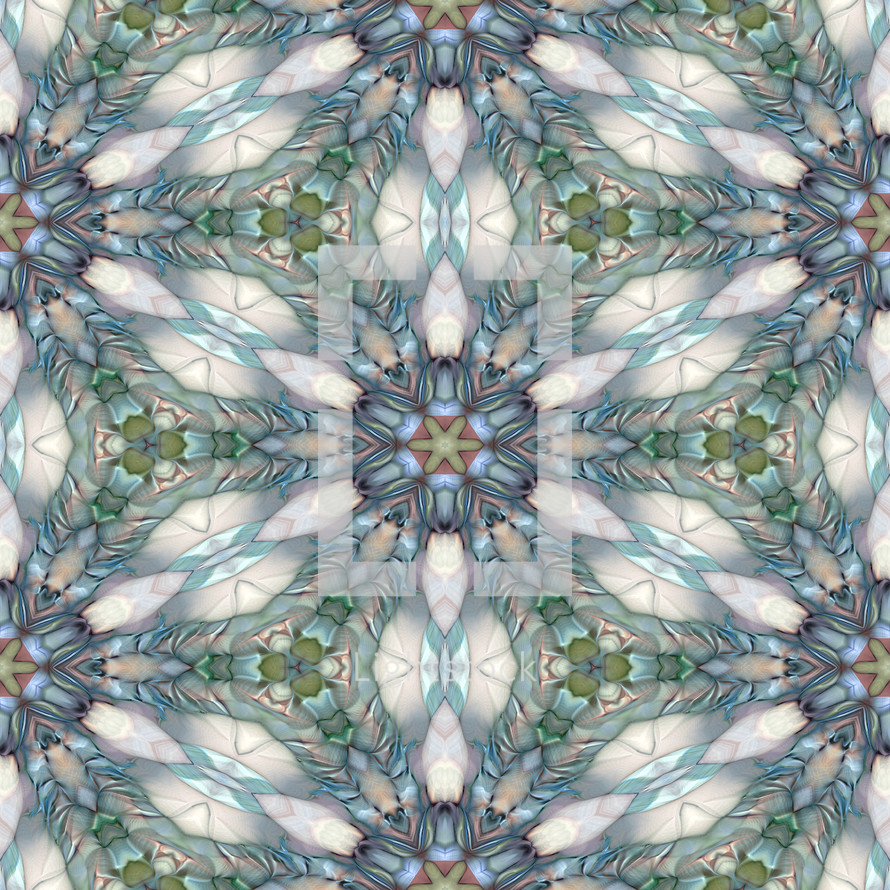 kaleidoscopic design with the appearance of detailed stained glass, repeatable pattern