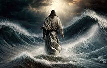 Jesus Walking on The Water Illustration