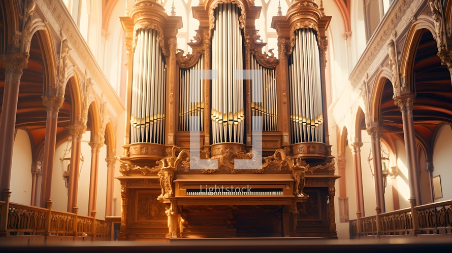 Majestic organ with pipes