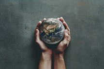 Hand Holding Planet Earth