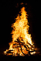 flames in a bonfire 