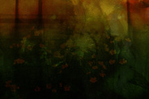 abstract background of florals, flowers and light with texture and tones added