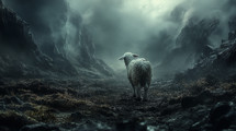 A lamb walking through a dark valley