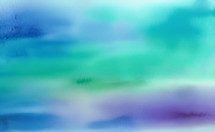 soft watercolor washes in blue, green and purple