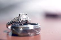Couple's wedding rings.