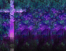 Purple and green cross on the left with abstract background, from my artwork with some AI input