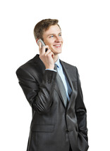 Successful businessman with a cell phone.