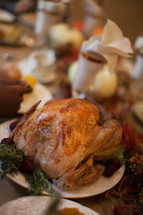 turkey on a Thanksgiving dinner table 