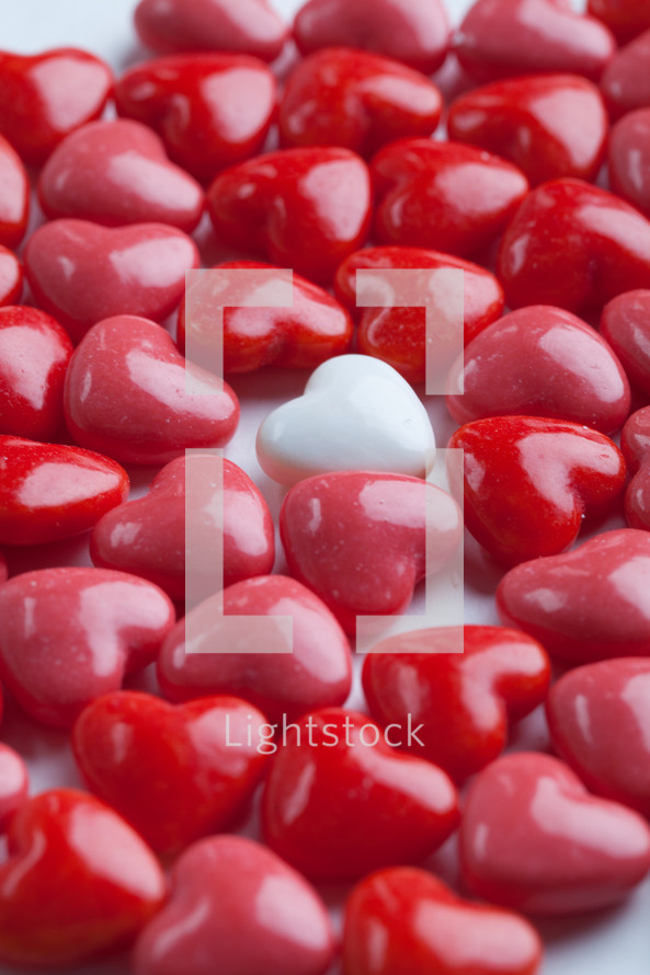 white, red, pink candy hearts 