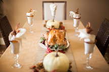 Thanksgiving turkey on a dinner table 