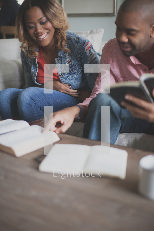 couple reading Bible together 