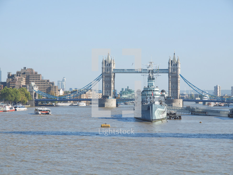 Tower Bridge on River Thames London UK