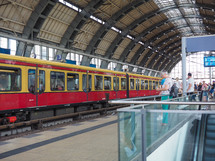 BERLIN, GERMANY - CIRCA JUNE 2019: Train at Alexanderplatz station