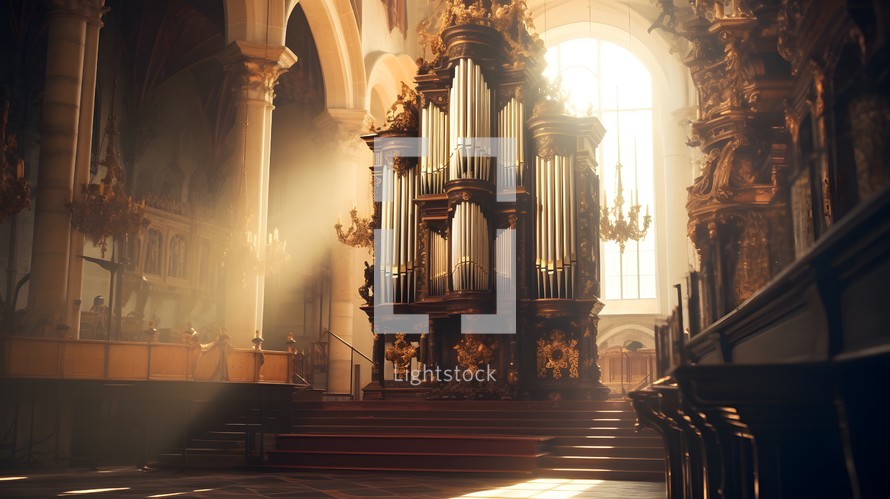 Ornate organ with pipes