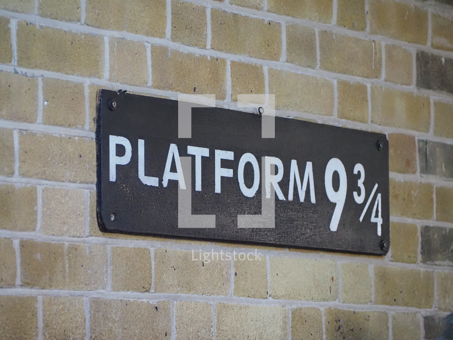 LONDON, UK - CIRCA SEPTEMBER 2019: Harry Potter Platform Nine and Three Quarters at King's Cross Station