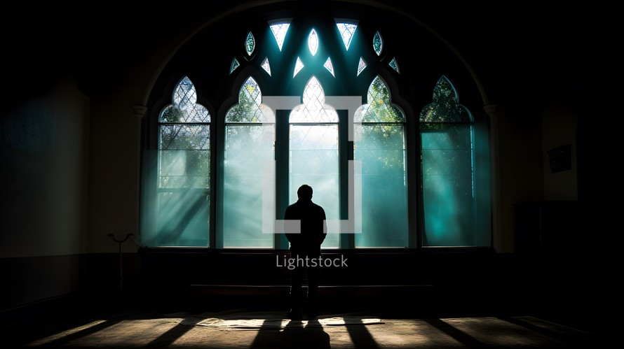 Light And Shadows On The Man Praying 