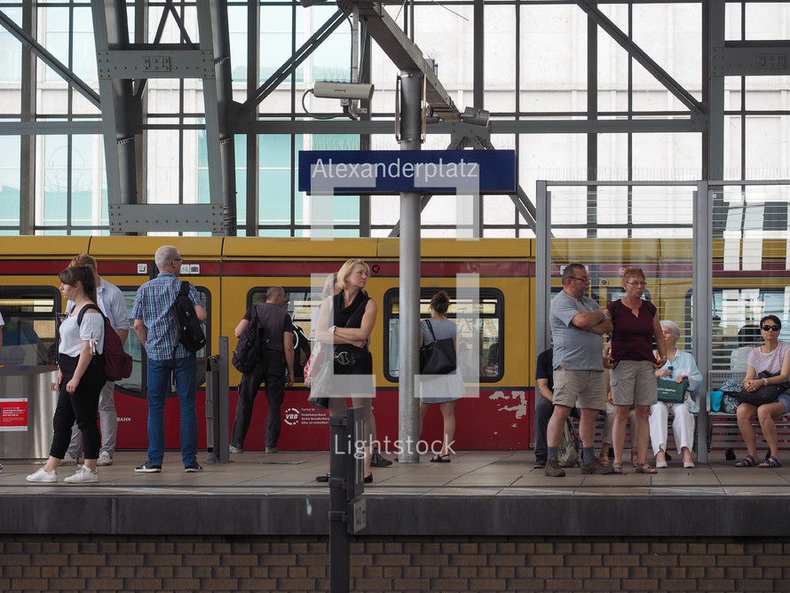 BERLIN, GERMANY - CIRCA JUNE 2019: People in Alexanderplatz station